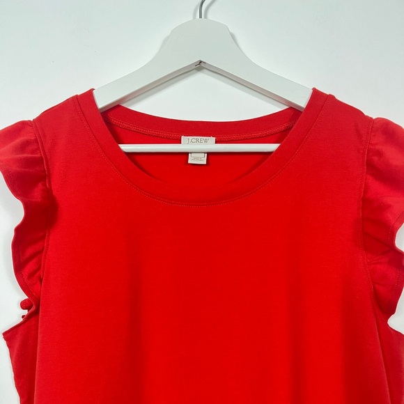J. Crew Red Frilly Shoulder Short Sleeve Shirt - Picture 3 of 4